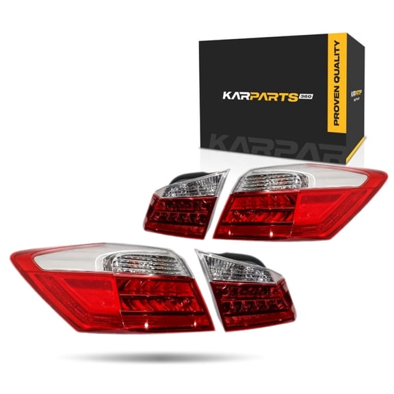 For Honda Accord 2013 2014 Tail Light Assembly | Sedan | Led Type | Clear Lens | 4 Pcs Set | Replacement Set | HO2811283