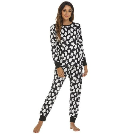 

Christmas Women s Long Sleeve Crew Neck Slim-Fit Shirt and Ankle Length Slim Fit Pant Pajama Set