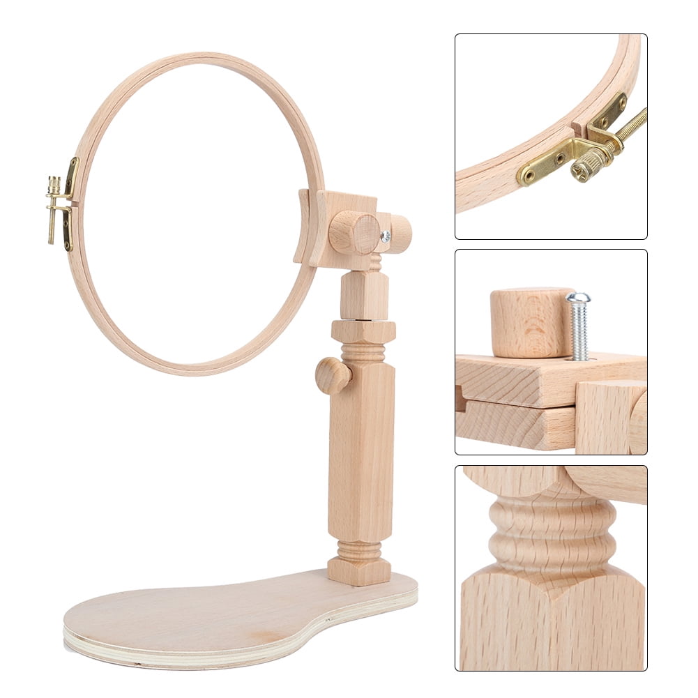 Embroidery Frame, Embroidery Wooden Hoop Stand Cross Stitch Set Ring Frame Adjustable Sewing Tools