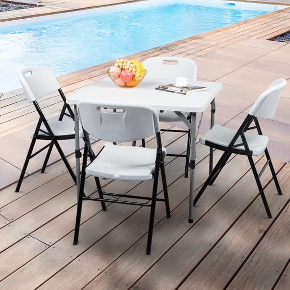Ktaxon 8 Packs Portable Plastic Folding Chair w/ Handle White for Party Wedding Camping Picnic, Adult