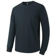thumbnail image 4 of Tawop Shirts for Men Crew Neck Long Sleeve Workout Casual Dark Blue L, 4 of 9