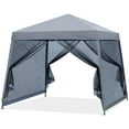 thumbnail image 1 of MASTERCANOPY 11' x 11' Pop Up Slent Leg Canopy with Screen Netting, Light Gray, 1 of 6