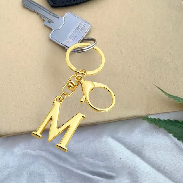 Llavero con Inicial Del Alfabeto En Dorado | Material: Metal | Diseño Personalizado | Regalo de Navidad | 1 Unidad | Color: Dorado | Ideal para Llaves y Regalos | 16 G | 5 X 5 X 0,5 Cm