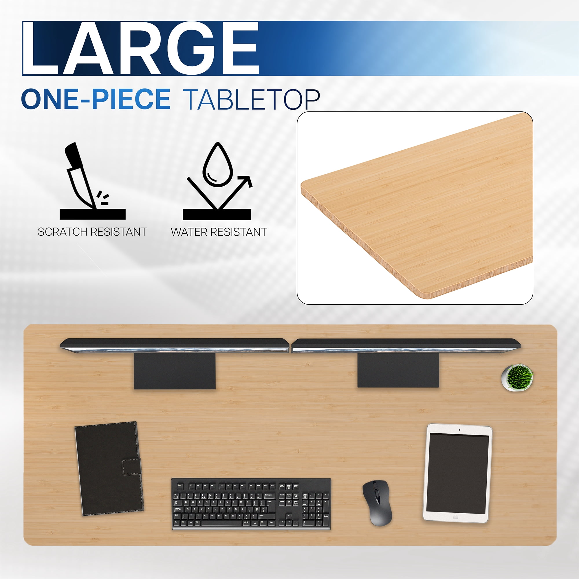 VIVO Bamboo 60 x 24 inch Universal Table Top for Sit to Stand Desk Frames