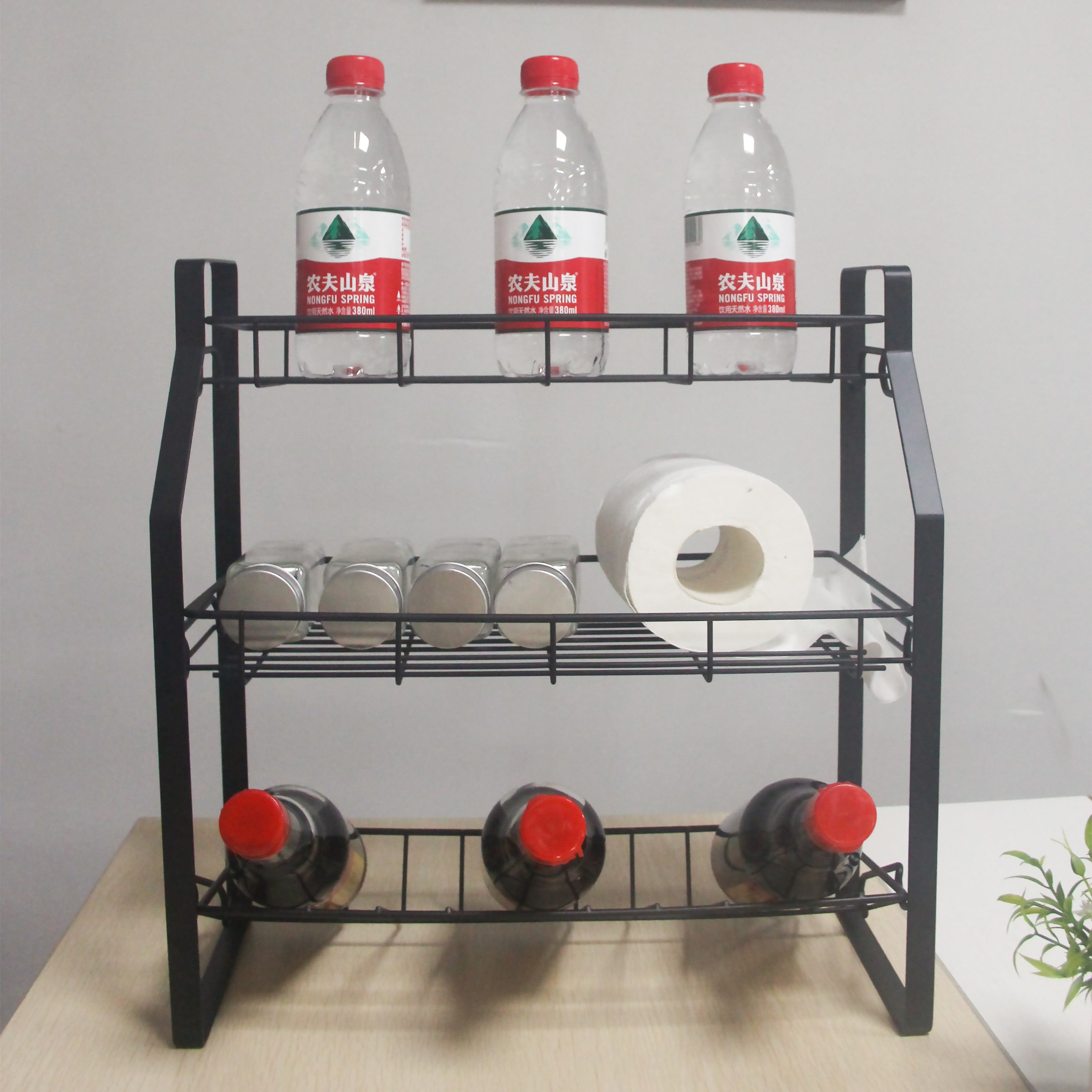 JONYJ 4 Tier Stackable Seasoning Rack Organizer, Detachable Countertop  Spice Jar Rack for Cabinet, Freestanding , Black Frosted Iron Kitchen  Counter