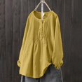 thumbnail image 2 of CEHVOM Hauts Amples en Coton et Lin Couleur Unie Printemps Été Manches Sept Points Col Rond Blouses Liquidation, 2 of 8