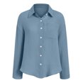 thumbnail image 7 of Godom Button Down Shirts for Women Fall Winter Long Sleeve Linen Shirts Casual V Neck Loose Cardigan with Pocket, 7 of 7