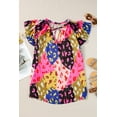 thumbnail image 3 of Women's Rose Leopard V-Neck Crinkled Blouse with Flutter Sleeves, 3 of 12