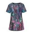 thumbnail image 3 of EQWLJWE Hauts d'Été pour Femmes Hauts pour Femmes Liquidation Femmes Décontracté Imprimé Manches Courtes Col Rond Chandail Blouse T-shirt Hauts, 3 of 5
