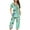 Mint Green, variant on Jamicy Plus Size Pajamas for Women Fashion Casual Loose Printed Round Neck Short Sleeve Top Button-Up Style with Pocket Cropped Pants Pajamas Set for Women