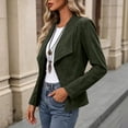 thumbnail image 5 of Women's Faux Suede Leather Jackets Lapel Long Sleeve Open Front Outwear Stylish Casual Fall Winter Cardigan (L, Army Green), 5 of 9