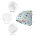 thumbnail image 3 of Picia Space With Dino Astronauts Pattern Knitted Beanie Hat for Men and Women , Unisex Winter Warm Stretchy Knit Cap Thick Fisherman Beanies Cuffed Plain Skull Caps, 3 of 6