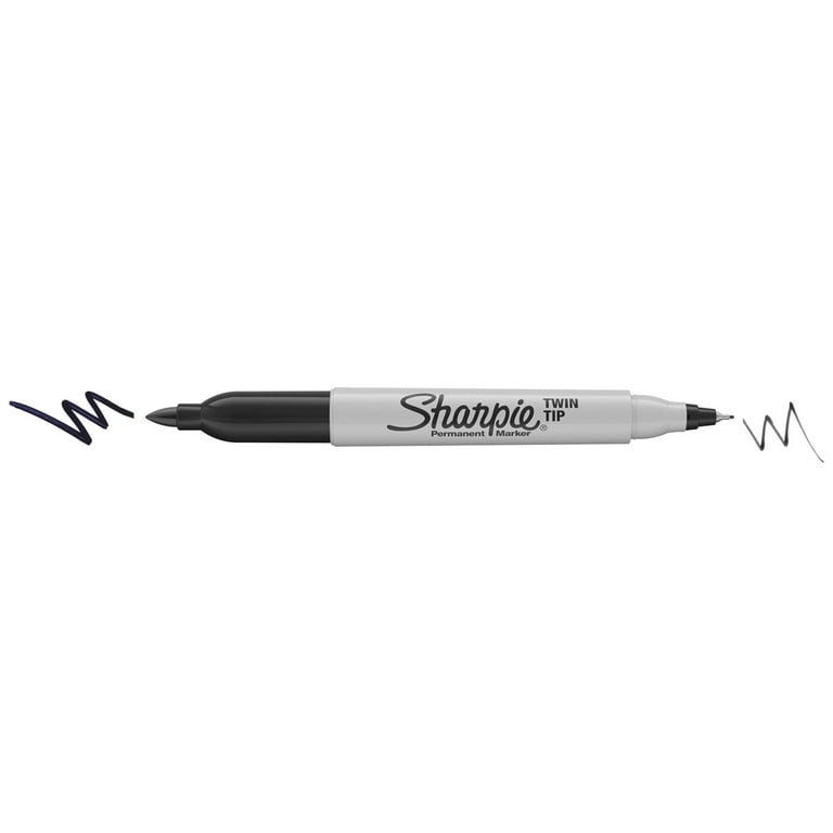 Sharpie Twin Tip Permanent Markers, Fine and Ultra Fine, Black, 12 Count