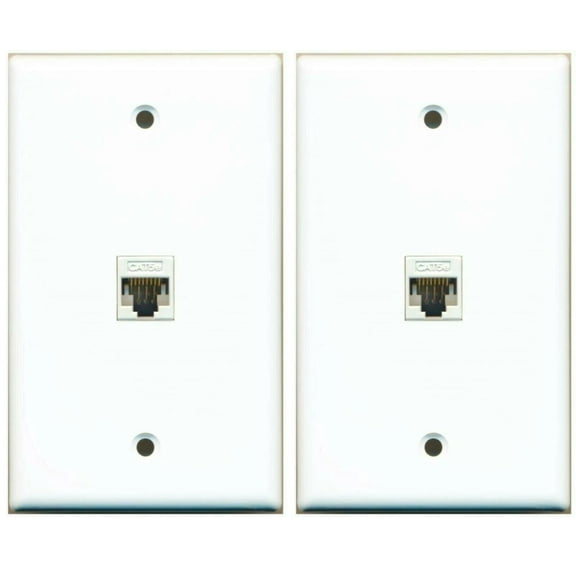Ultra Spec Cables 1 Gang Flat Cat5e Ethernet Network Wall Plate 2 Pack Lot