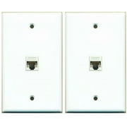 1 Gang Flat Cat5e Ethernet Network White Wall Plate 2 Pack Lot
