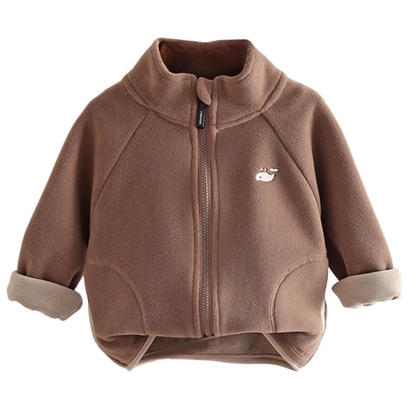Zanarzt Cute Jackets Toddler Girls Boys Fleece Jacket Kids Sherpa Lined Jackets Fall Spring Warm Coats Clothes for Baby Coffee,3-4 Years