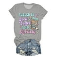thumbnail image 3 of WNEGSTG Shirts for Women Cute Letter Graphic T Shirt Short Sleeve Shirts Top Grey, 3 of 3