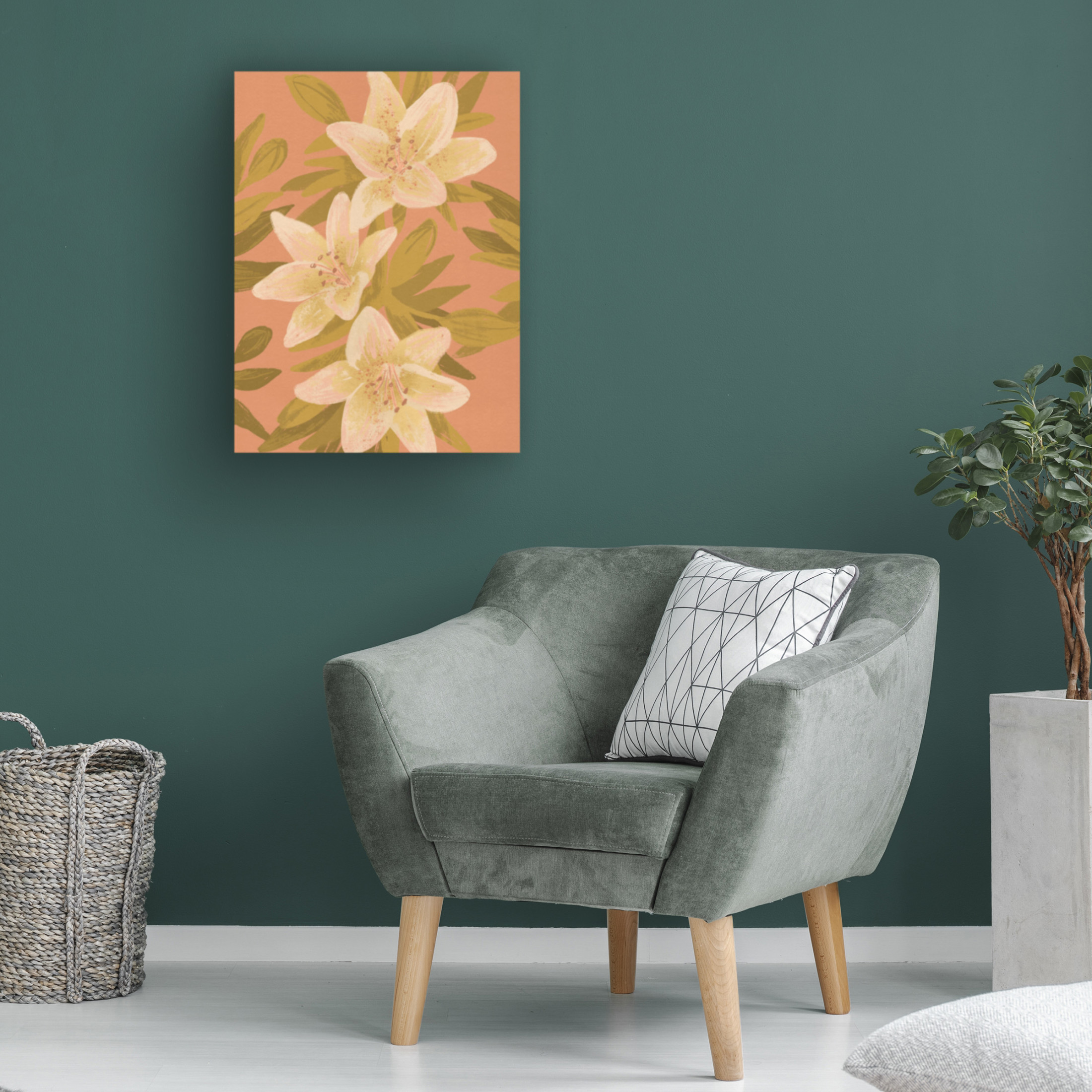 Trademark Fine Art Goed Blauw  Lilies Canvas Wall Art