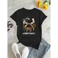 thumbnail image 2 of Camiseta Básica para Mujer Verano TranspirableCartoon & Letter Print Comfy T-Shirt, Round Neck Short Sleeve Sports Tee, Women's ActivewearFather's Day, Mother's Day, New Year, Spring Festival, Valen, 2 of 7