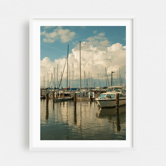 Boats at Long Wharf, Cambridge - Cambridge Maryland Photography White Framed Wall Art Print 16 x 20 inches