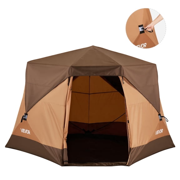 VEVOR Camping Tent, 6 Person Pop Up Instant Cabin Tent with Rainfly & Large Mesh Windows, 60 Seconds Easy Setup, Portable Waterproof Cabin Hub Tents with Carry Bag for Family Outdoor Camping & Hiking