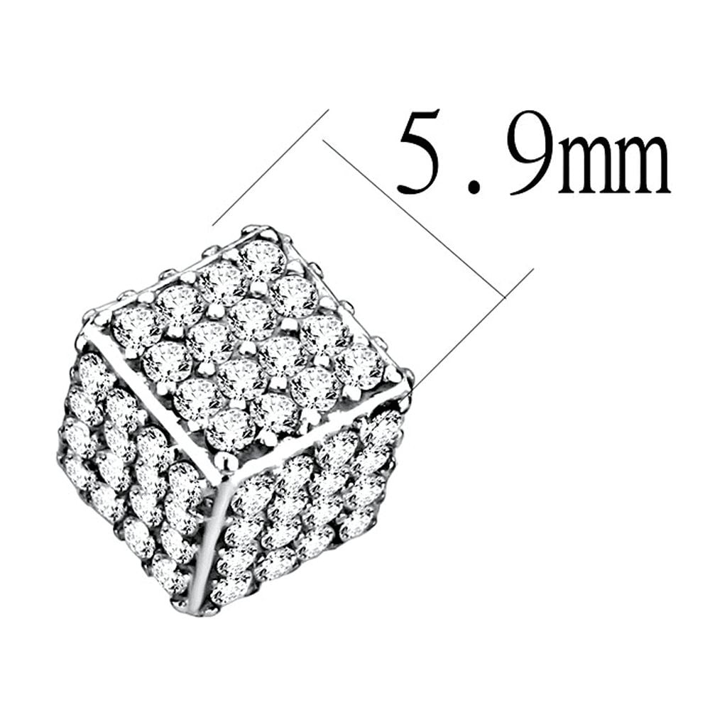 Women's Stainless Steel High polished Cubic Fashion CZ Clear Earrings