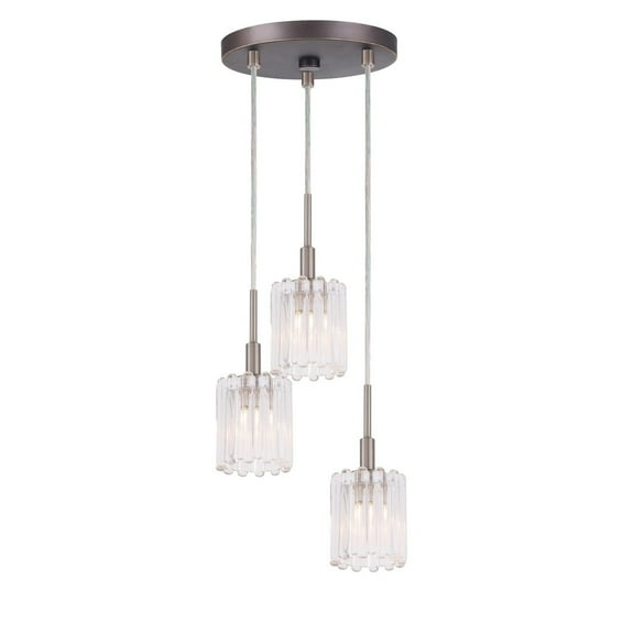 Woodbridge Lighting Candice 3-Light Glass Cluster Pendant in Nickel