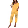 thumbnail image 5 of Lumistal Pajamas Set for Women Summer Pajamas Casual Soft Short Sleeve Tshirt and Crop Pants Matching Sets 2 Piece Pajamas Set Lounge Sets for Women, 5 of 6