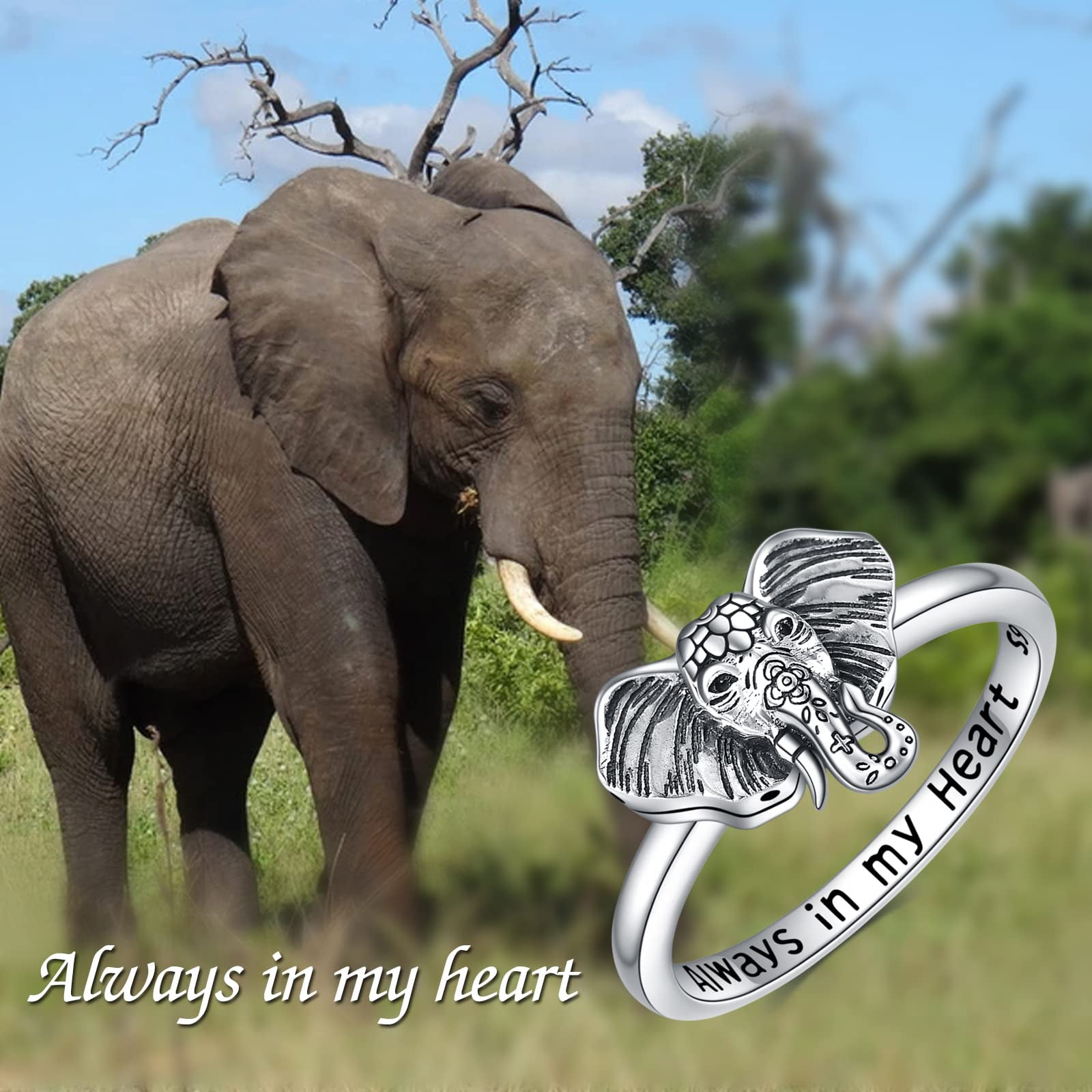 Sterling Silver Small Kissing Elephant Ring, Silver Ring, Good Luck Ri –  Indigo & Jade