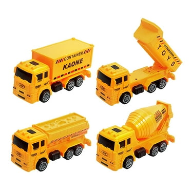 Twfbrm 4 Packs Metal Construction Trucks Playsets, Mini Friction Powered Engineering Vehicle, Dump Truck Toys for Boys 3-5 Years Old, Die-Cast Trucks for Toddlers Kid