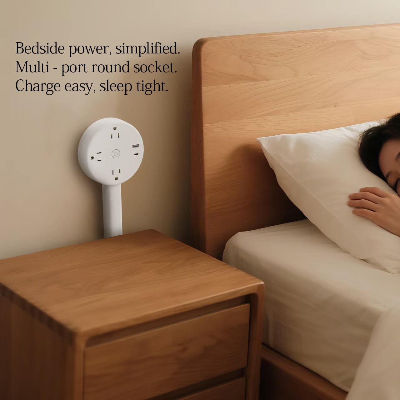 Electrical Outlet Extender Adjustable Power Socket Expander, 1800J Surge Protection, Extends 18.5"-26.5", Rotates 180 °   Features USB-A, USB-C&3 AC Outlets, for Couches, Desks, Nightstands and More