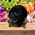 thumbnail image 2 of AzureGreen Black Obsidian Scrying Mirror with Stand - 6cm/2.36" Diameter, 2 of 5