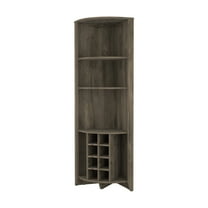 Newboti Furniture Morgana 8-Bottle 5-Shelf Corner Bar Cabinet Dark Brown 26291