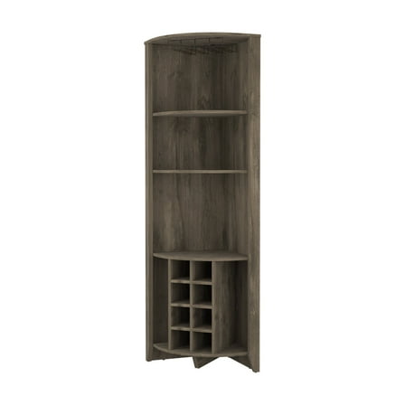 Newboti Furniture Morgana 8-Bottle 5-Shelf Corner Bar Cabinet Dark Brown 26291