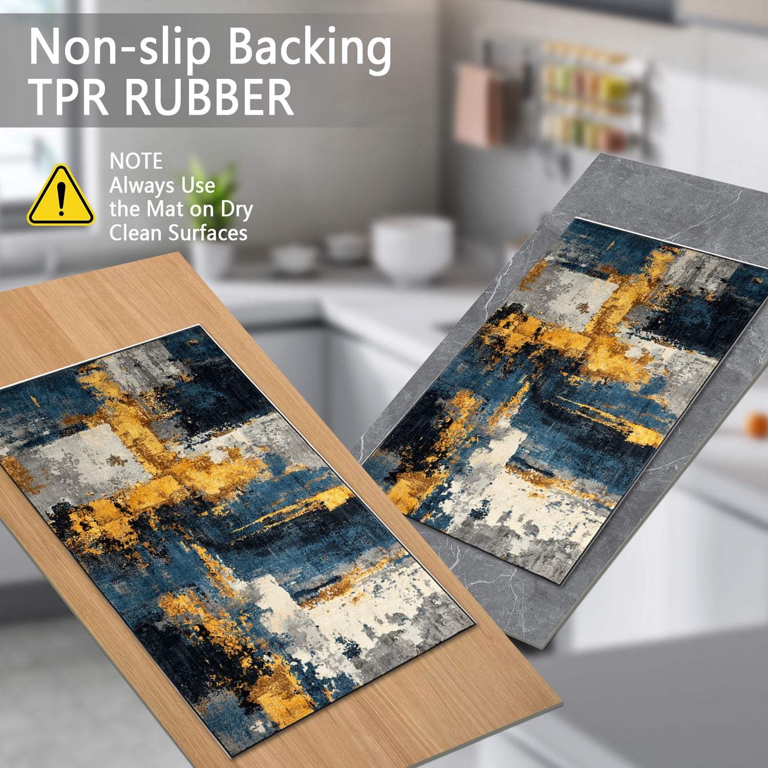 3 Piece Kitchen Rug Set, Abstract Pattern Kitchen Hallway Rug, Soft And Comfortable, Suitable For Sinks, Floors, Entrances, Hallways And Bathrooms