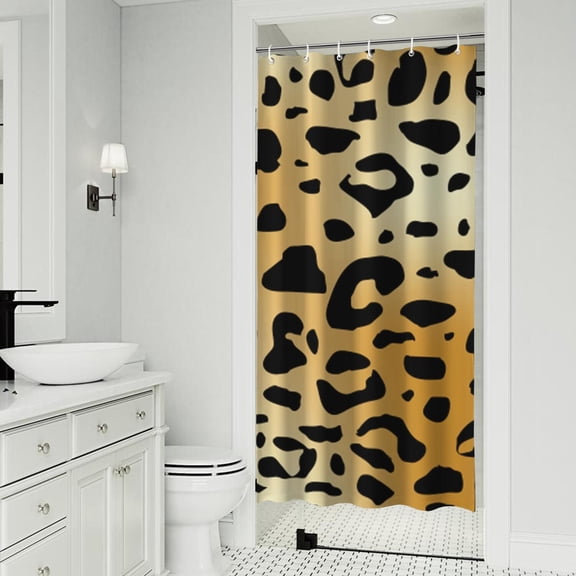 Gold and Black Of Leopard Print Shower Curtain 36"x72" ,Bathroom Decorative Shower Curtains Set with 12 Hooks,Modern Waterproof Washable Shower Curtain