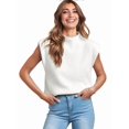 thumbnail image 3 of Women'S Mock Neck Sleeveless Sweater Vest Casual Cap Sleeve Knit Pullover Tank Tops 2025 Spring Summer Clothes White S, 3 of 8