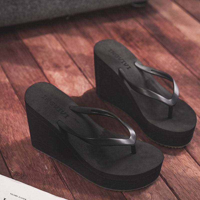 black foam wedge sandals