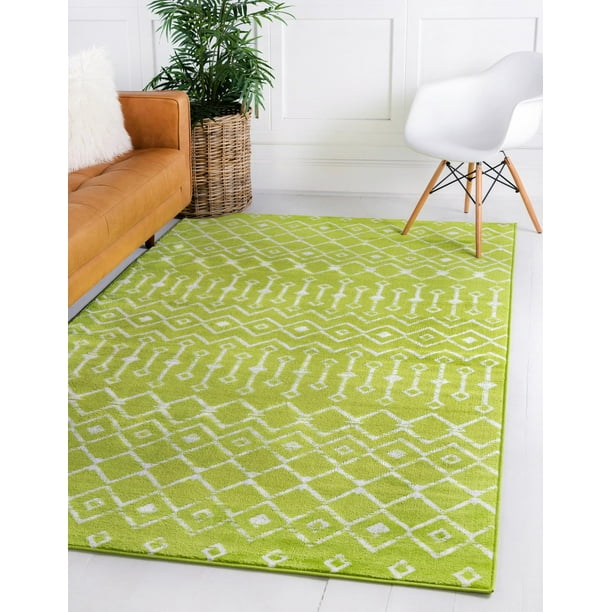 Kasbah Trellis Collection Rug 5' x 8' Green Low Pile Rug