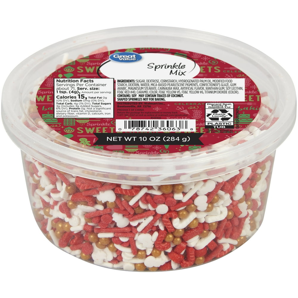 Great Value Candy Cane Sprinkle Mix, 10 oz