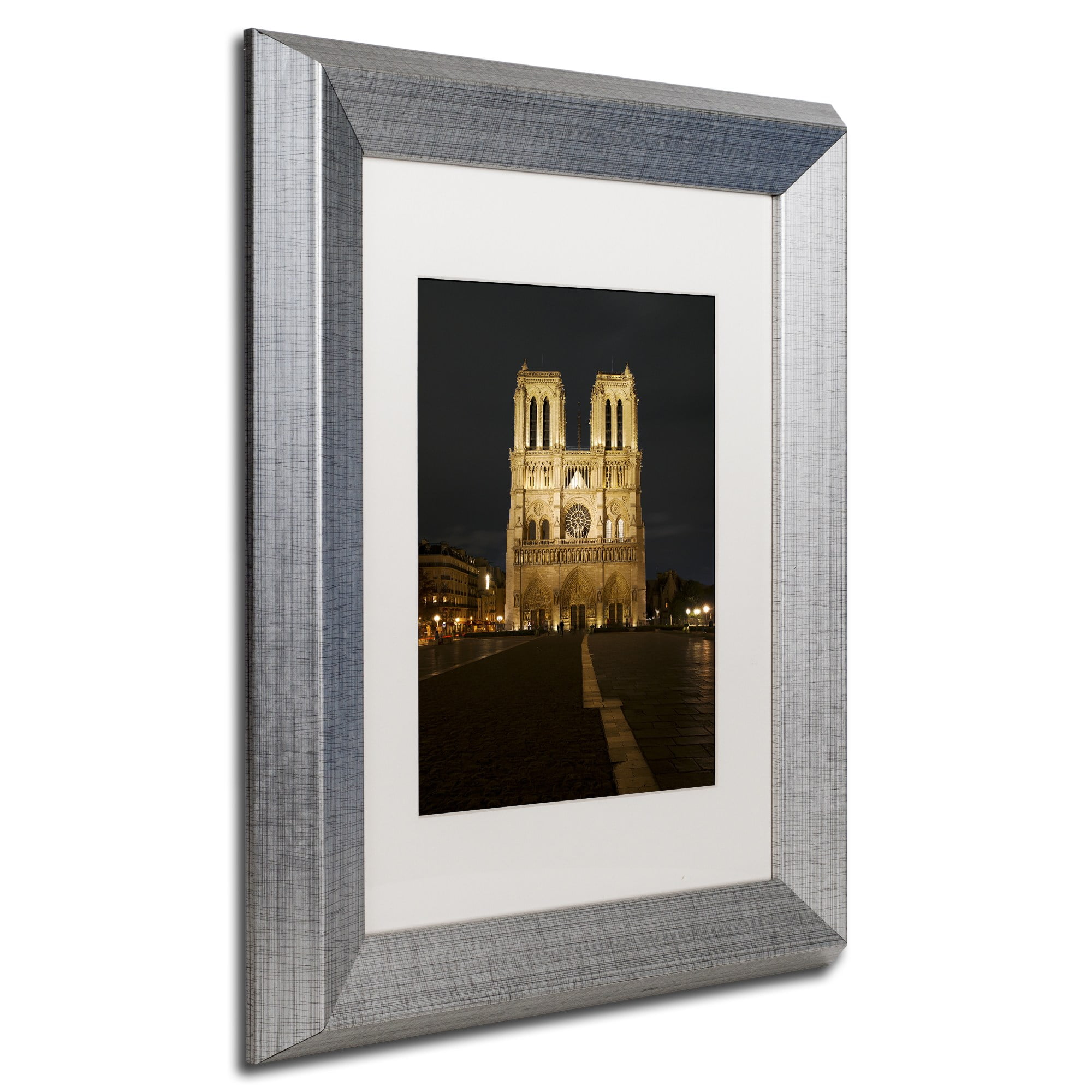 Trademark Fine Art "Notre-Dame de Paris" Canvas Art by Michael Blanchette Photography White Matte, Silver Frame
