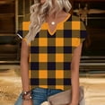 thumbnail image 2 of Women's Summer Short Sleeve V Neck Tops T-Shirts Blouses Solid Color Casual Daily Wear Vacation Beach Outfits Fashion Essential Gift for Women | CSEONE,Orange L, 2 of 9