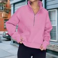 thumbnail image 1 of Sudadera Ropa de otoño con cuello alto y media cremallera para mujer, traje diario de color sólido (rosa L) Cgtredaw Rosa T L para Mujer, 1 of 5