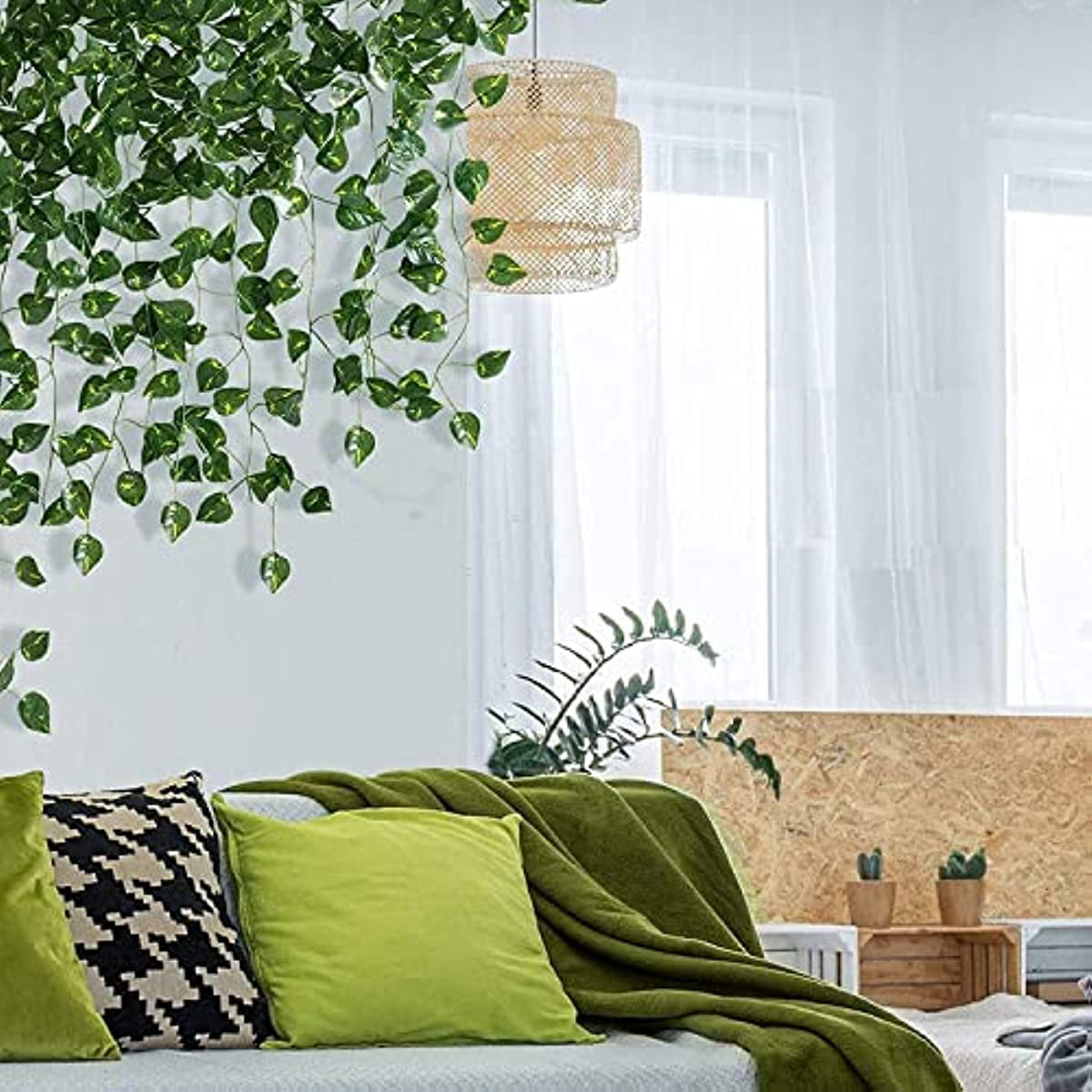 Artificial Vine Moss Green Hanging Plant Beauty Mustard Strips Wall Hanging  Background Wall Living Room Decoration - AliExpress