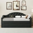 thumbnail image 4 of Harper & Bright Designs Twin Size Tufted Upholstered Daybed with Trundle, Twin Velvet Sofabed with USB & Charging Ports, Black, 4 of 15