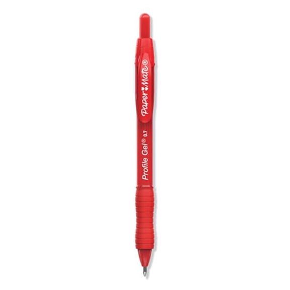 Papermate 2095463 0.7 mm Profile Retractable Gel Pen, Red - Pack of 12