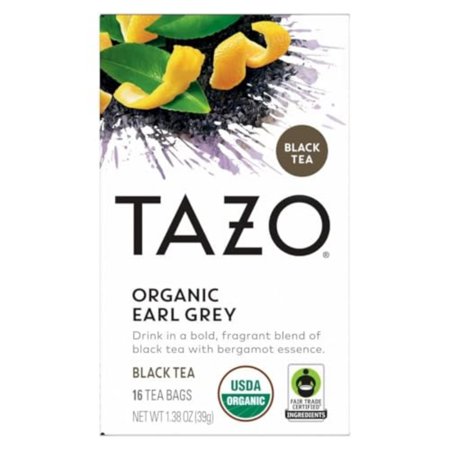 TAZO Earl Grey Organic Tea, High Caffeine and Bold Flavor, 16 Total Tea Bags