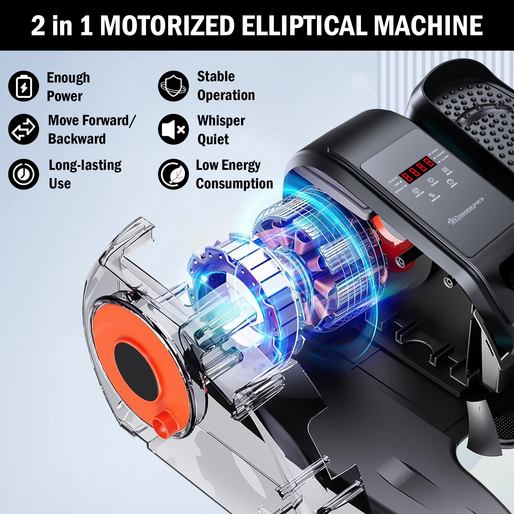 Under Desk Elliptical Machine, Electric Seated Pedal Exerciser, Mini Ellipse Leg Exerciser with Remoter, 12 Level Speeds, Forward & Reverse Direction, Manual & Auto Mode for Home Office
