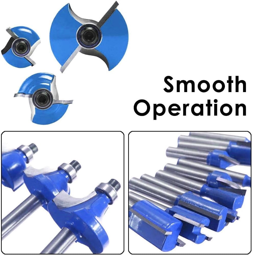 Gamvdout 15pcs Router Bits, 1/4" Shank Tungsten Carbide Corner Edge Tool, Groove Drill Bit for Chipboard, Woodworking, Wood Milling Cutter DIY Tools Kit