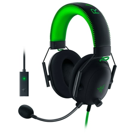 Razer BlackShark V2 Special Edition Wired Gaming Headset for PC, PS4, PS5, Xbox One, Xbox Series X|S, Nintendo Switch, 50mm Drivers, Detachable Mic, 3.5mm Audio Jack & USB DAC, Black/Green